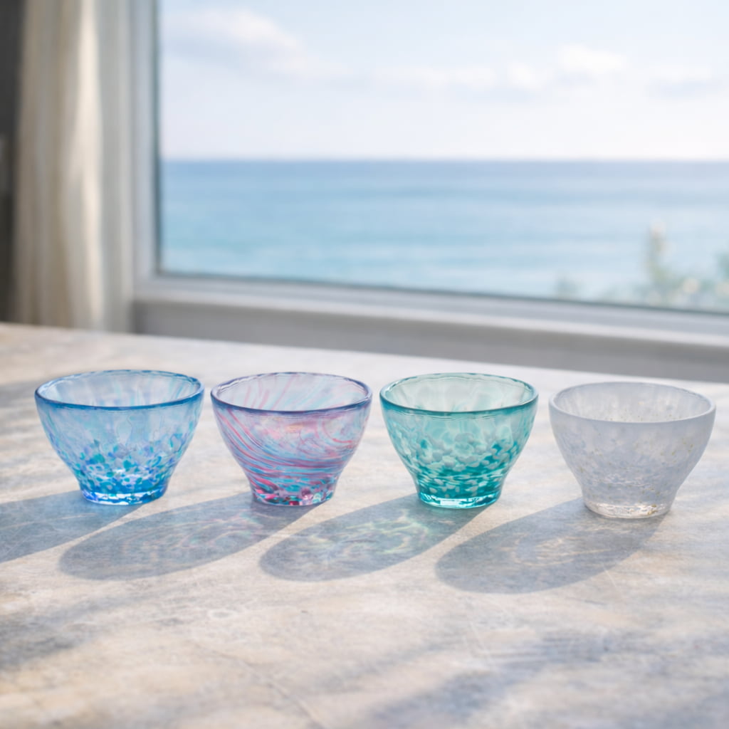 津軽びいどろ 盃コレクション ぐい呑み型 85ml（4色展開）｜ヴィラ・コンコルディアセレクト