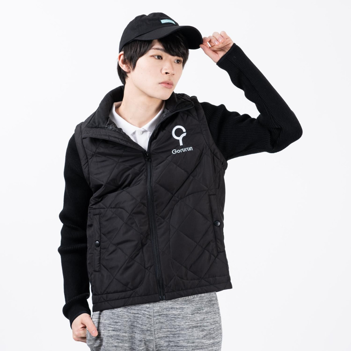 Gorurun 切替しニットスリーブキルティングベスト（ユニセックス）ブラック（S / M / Lサイズ）｜Gorurun × HESTA LIFE
