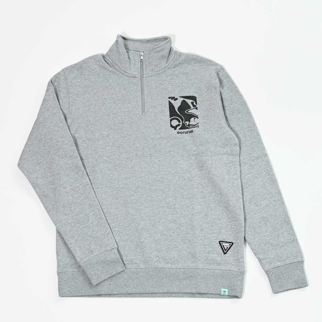 ヘビーウェイトハーフジップ（ユニセックス）グレー（S / M / L / XLサイズ）｜Gorurun × HESTA LIFE