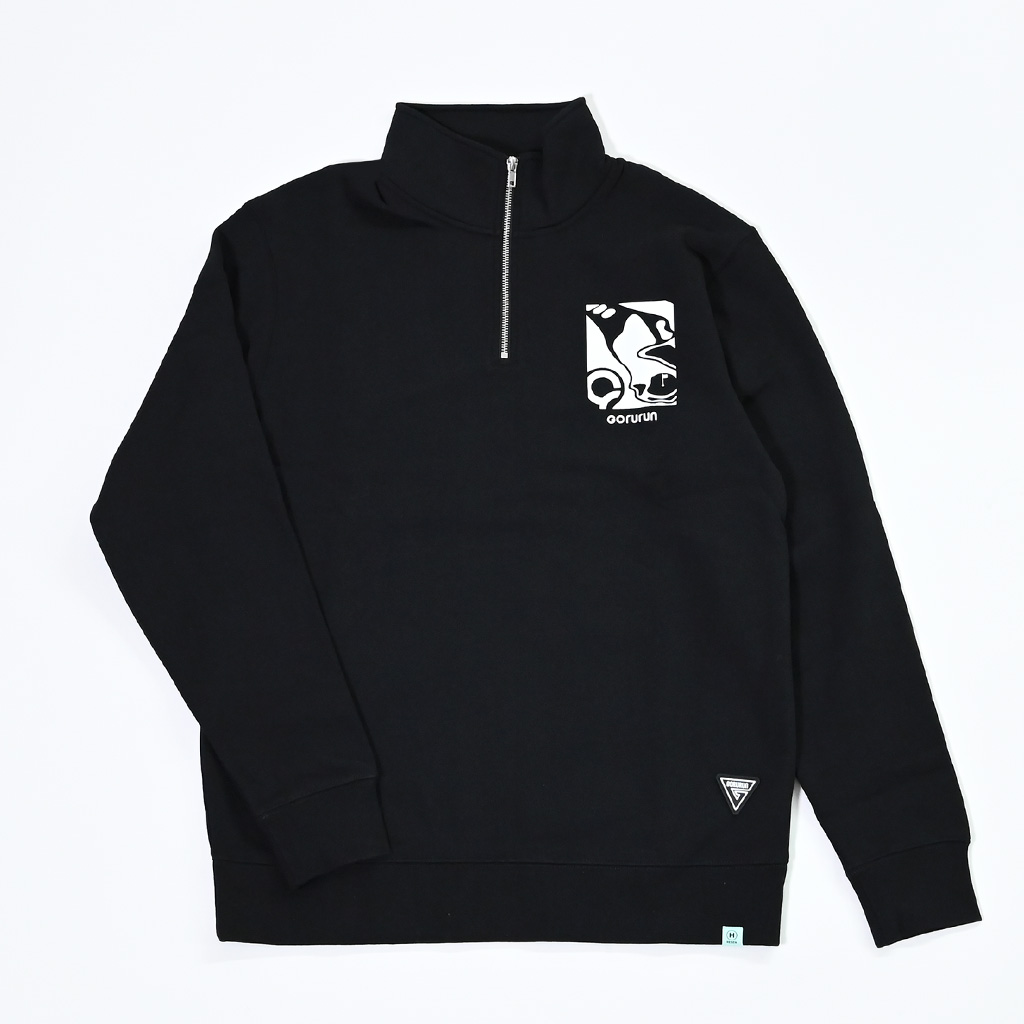 ヘビーウェイトハーフジップ（ユニセックス）ブラック（S / M / L / XL / XXLサイズ）｜Gorurun × HESTA LIFE