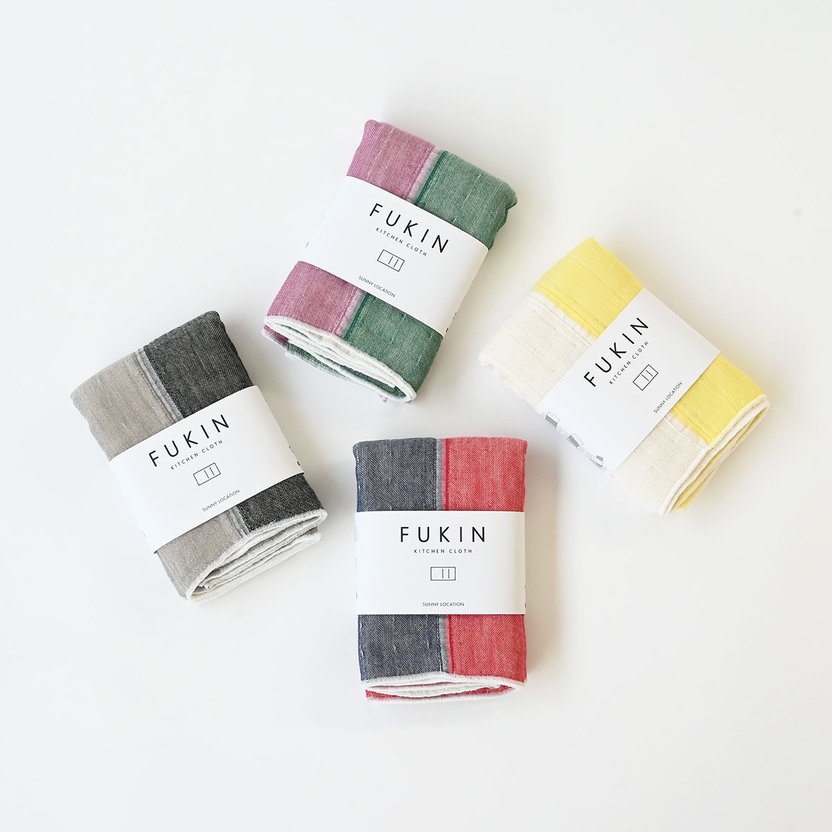 SUNNY LOCATION FUKIN キッチンクロス 2トーンカラー（4色展開） 6重ガーゼコットン