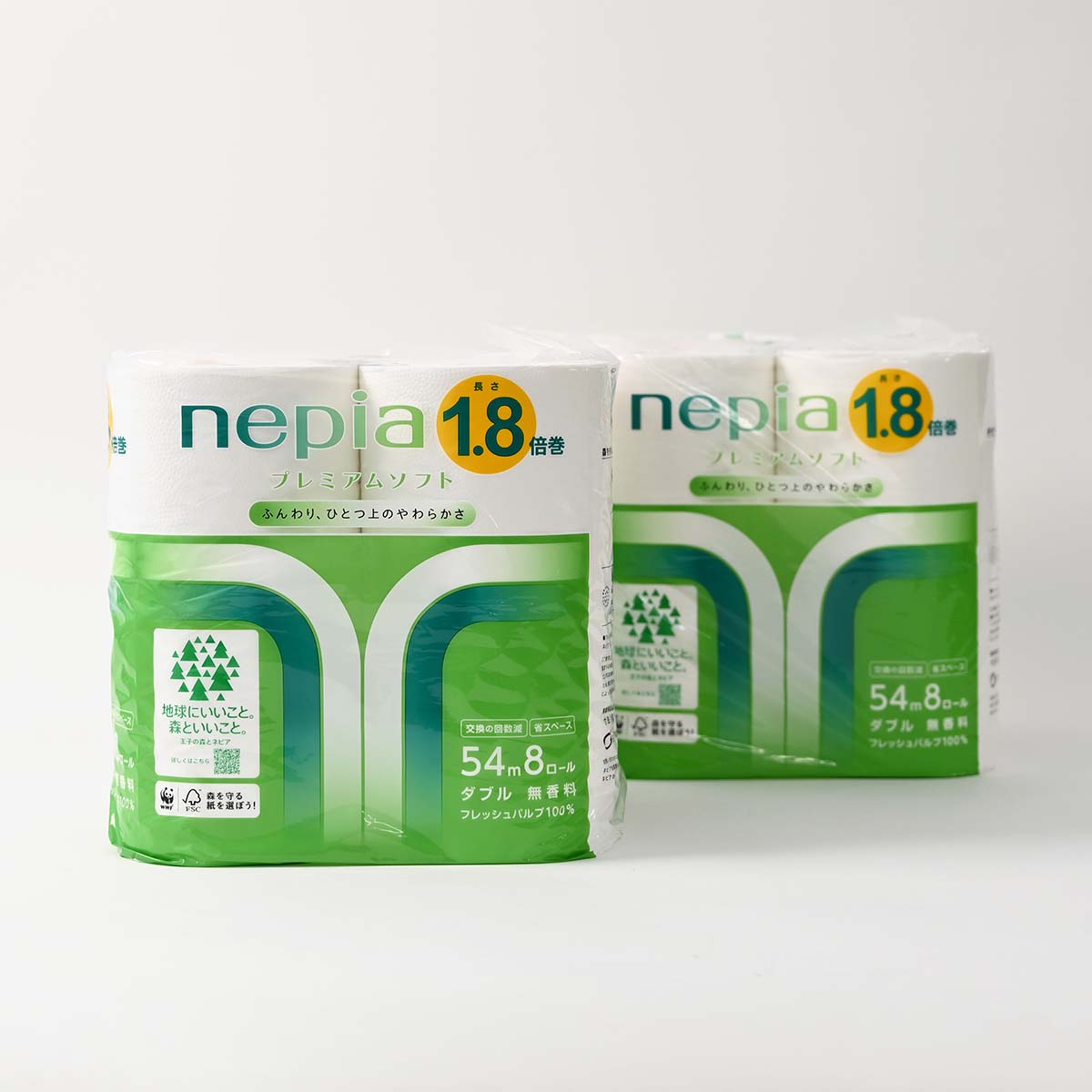 ネピア プレミアムソフト トイレットロール 1.8倍巻 8ロールダブル 54m巻［2個セット］