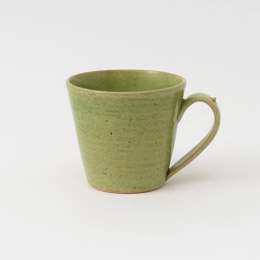 【信楽焼】THE HARVEST  CRAZE  マグカップ  330ml  グリーン