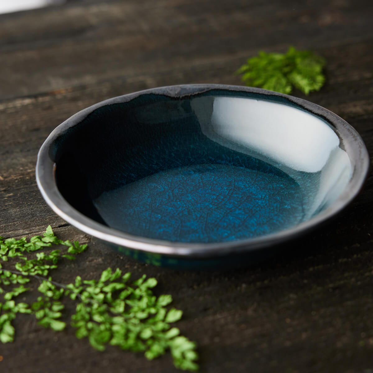 【信楽焼】信楽四季彩陶 －小暑　中深皿　翠雨 （すいう）