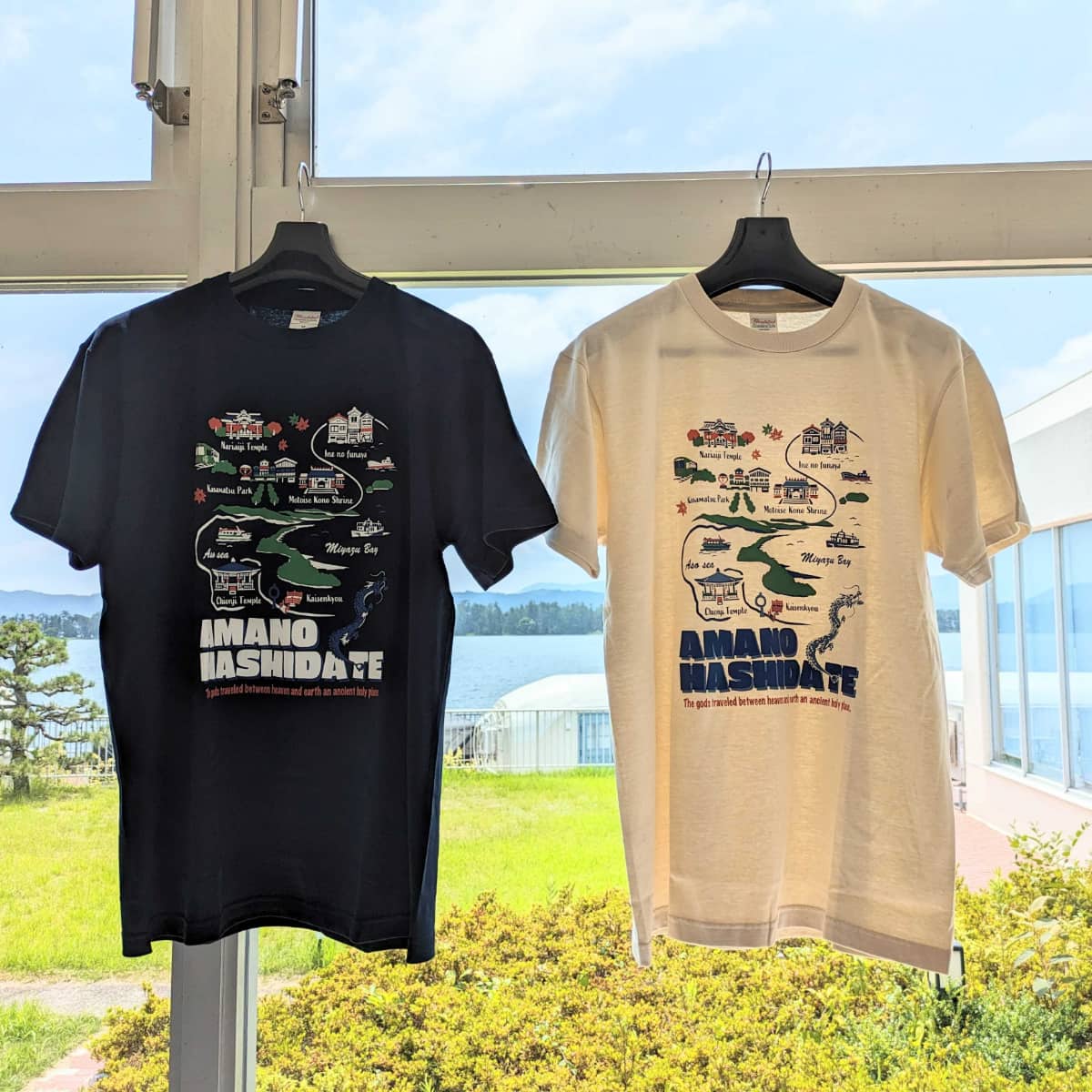 天橋立マップデザイン Tシャツ（ライトベージュ／ネイビー） ｜ザ グラン リゾート 天の橋立セレクト