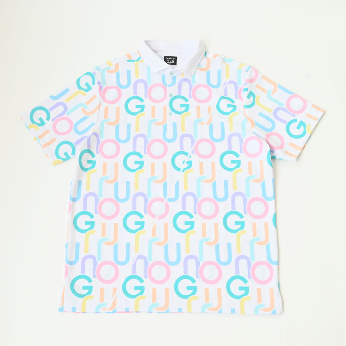 ロゴパターン　ポロシャツ　ホワイトミックス（3L）｜Gorurun