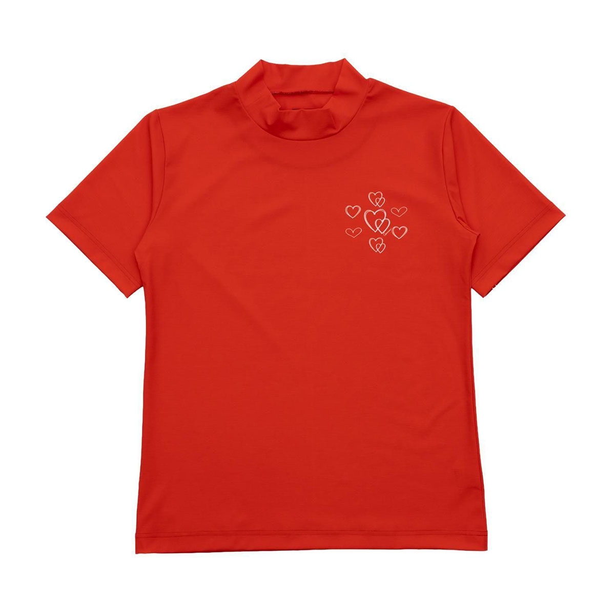7ハート　モックネックTシャツ　レッド（3L / 4L）｜Gorurun