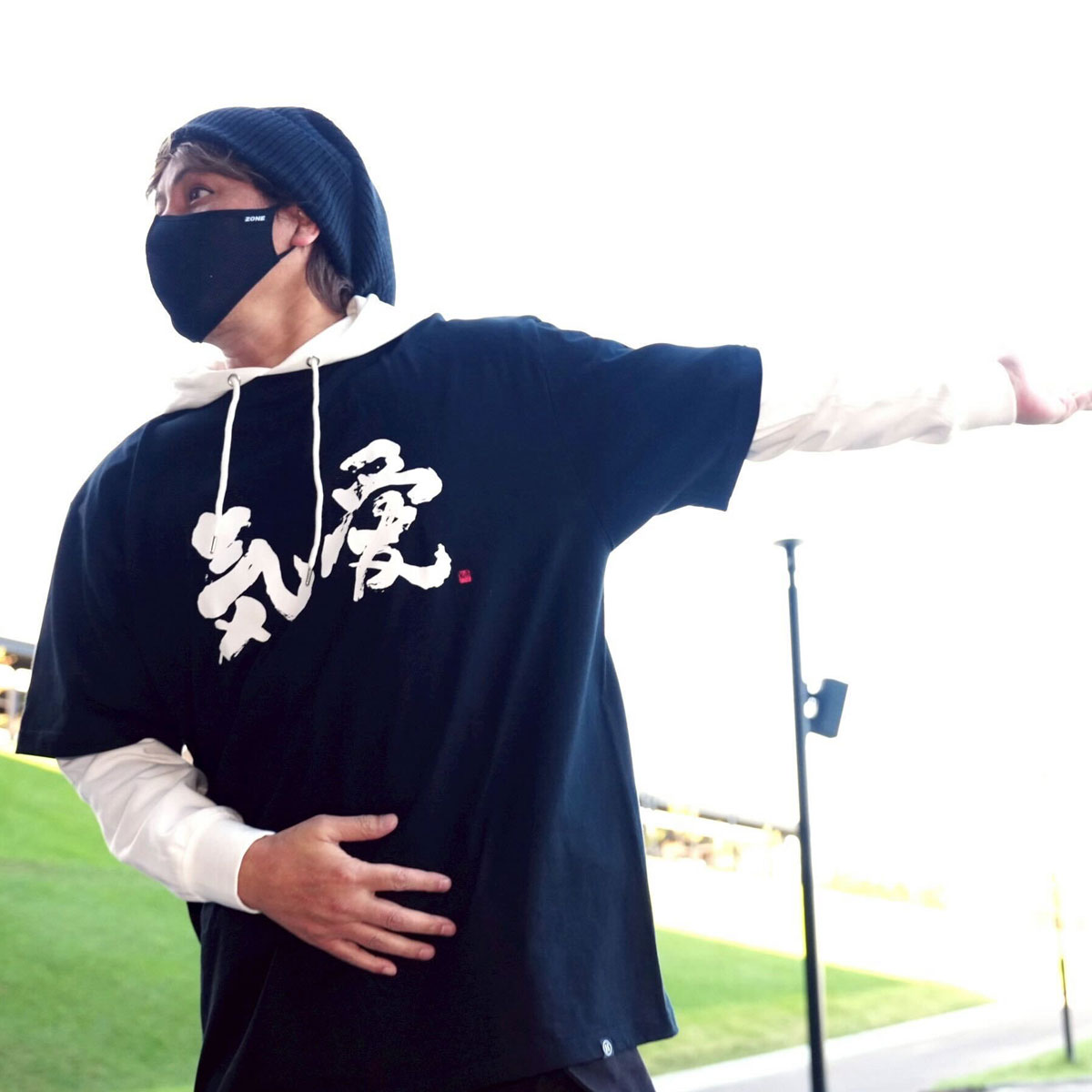 【予約販売｜11月上旬入荷予定】BIG BOSS新庄剛志監督×中山秀征書き下ろし「気愛」Tシャツ ブラック ※キッズサイズ＋S〜XXLサイズ展開　5,500円(税込)