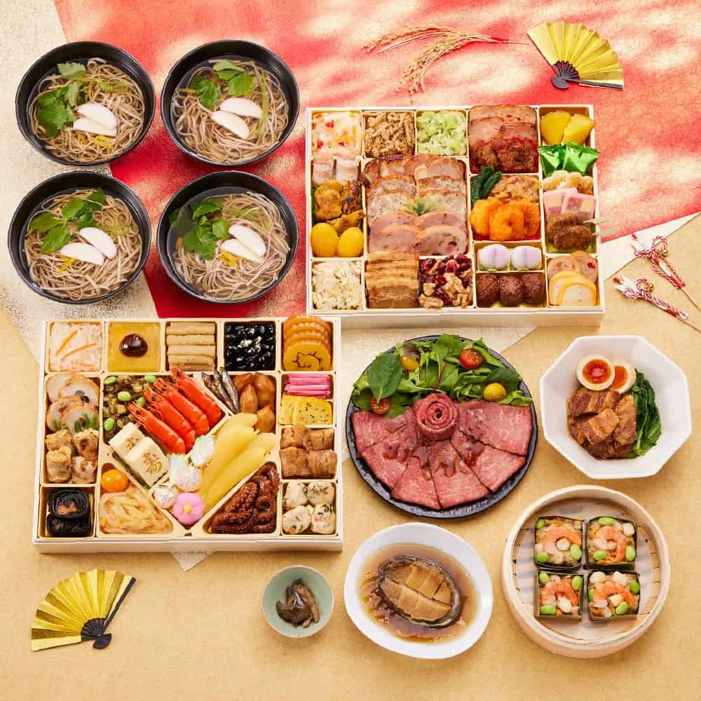 板前魂の七福神ジャパン 超特大九.八寸 和洋中華風 二段重 おせち 4～5人前