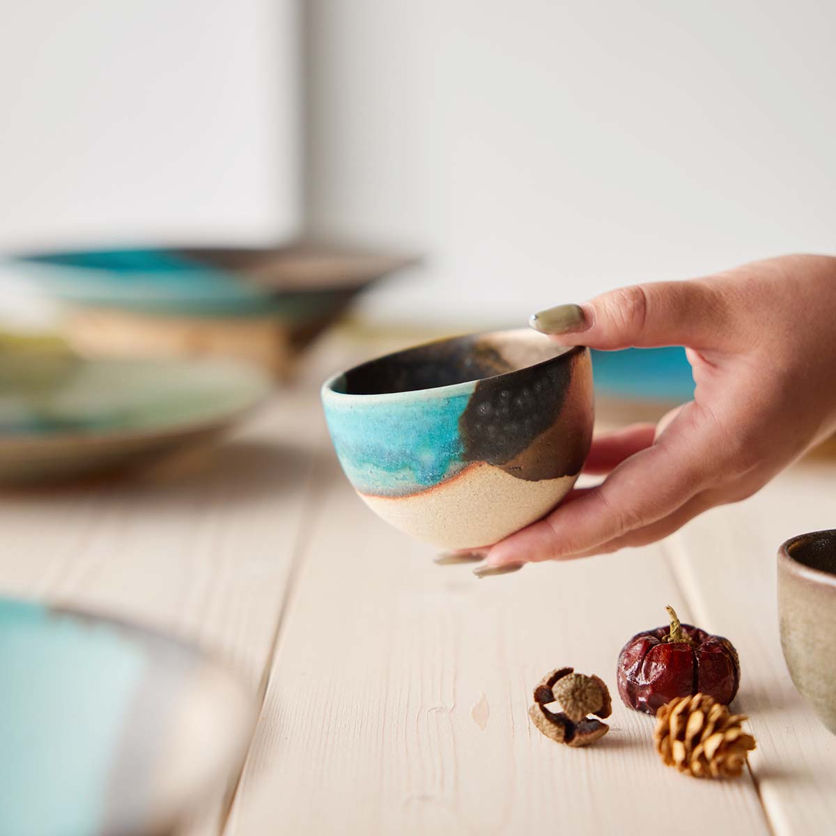 秋晴れに揺れる黄金　穂芒 （ほすすき）小鉢 φ8cm｜信楽四季彩陶 －寒露