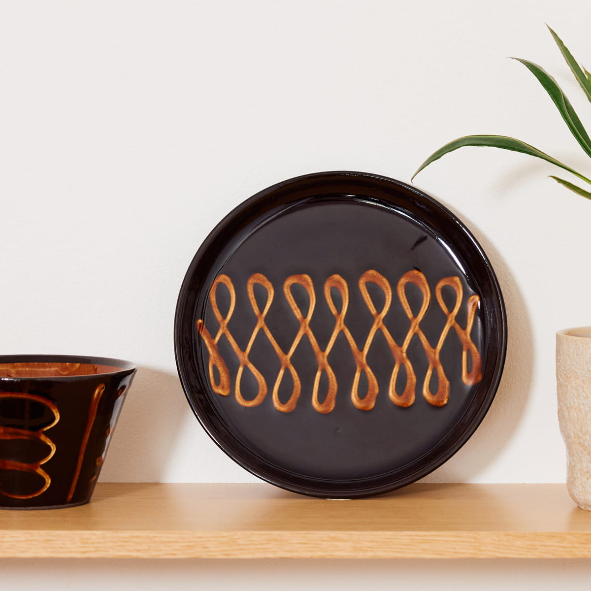 【美濃焼】正陶苑 スリップウェア 　平皿 Φ21.5cm