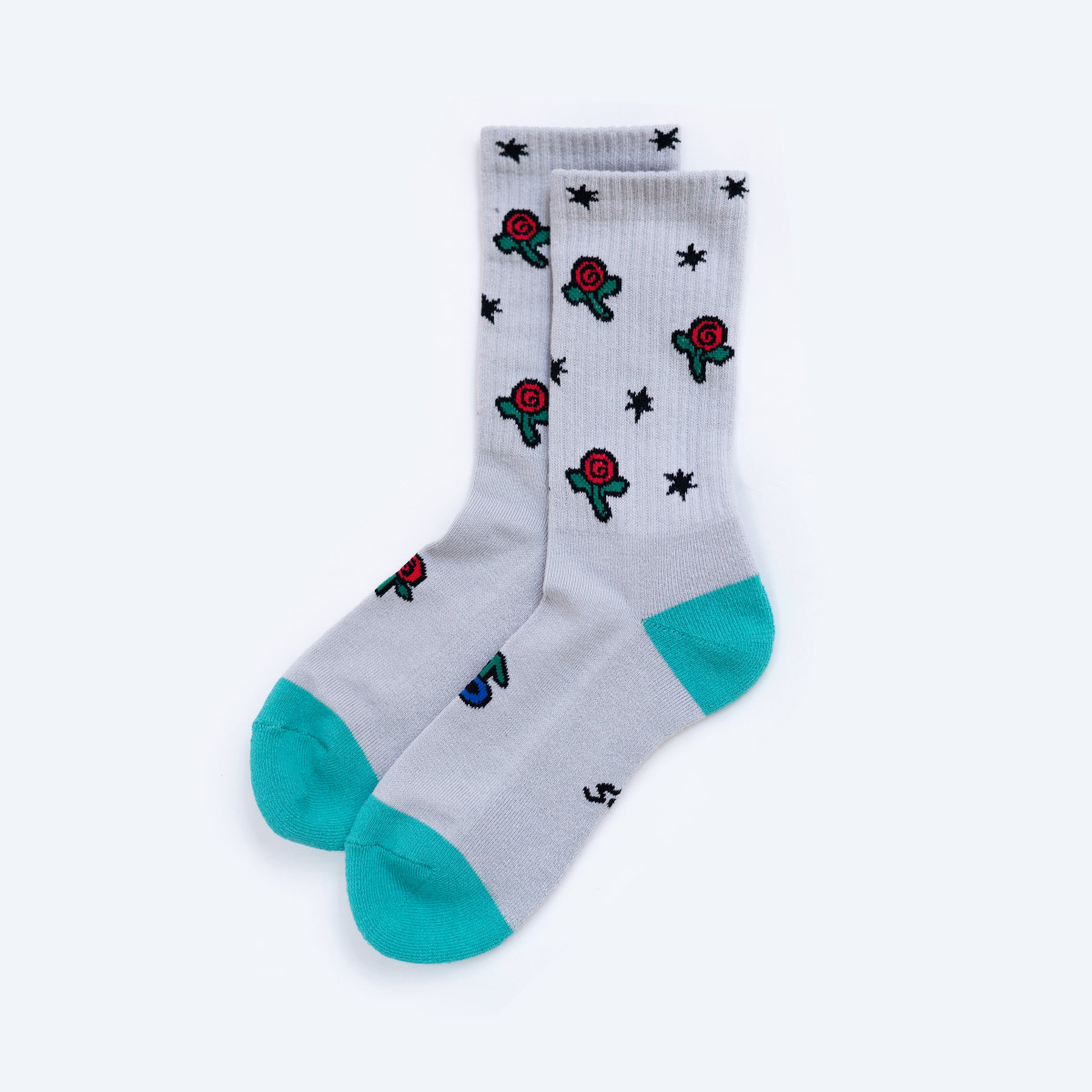 日常にアートを ミドルソックス Flower - グレー｜5eL × Daily Collection
