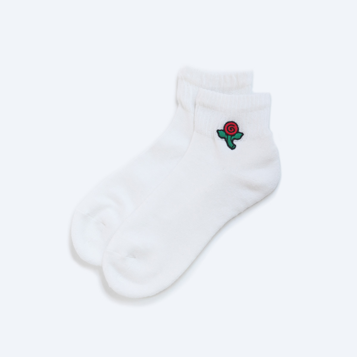 日常にアートを ショートソックス Flower - ホワイト｜5eL × Daily Collection