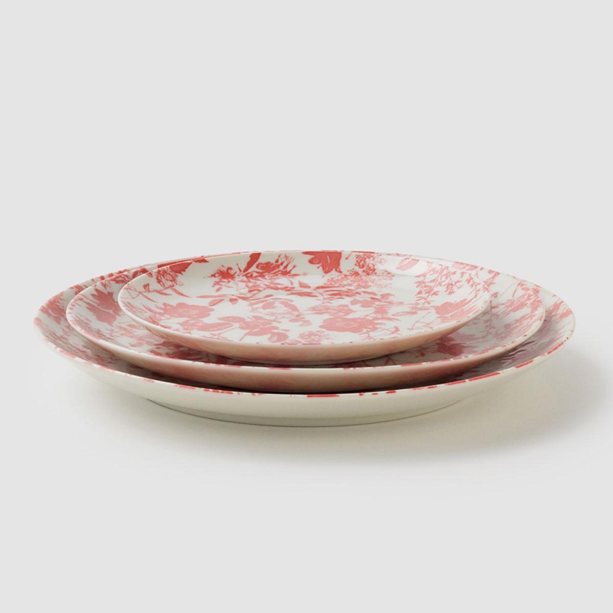 〈在庫限り〉【美濃焼】THE HARVEST  ボタニカル プレートセット コーラルローズ (16cm＋21cm＋24cm)
