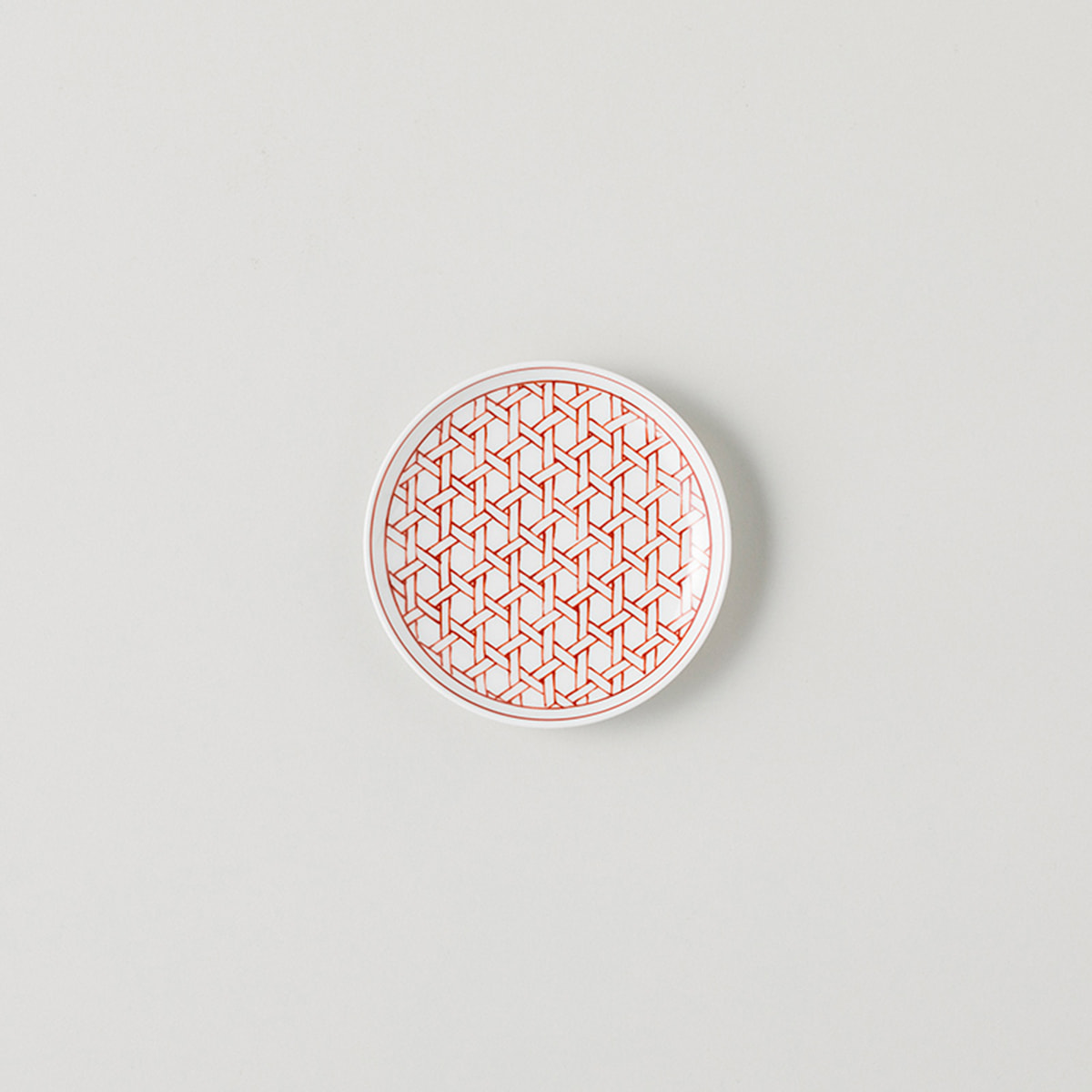 【波佐見焼】BARBAR 和文/赤 小皿 籠目文