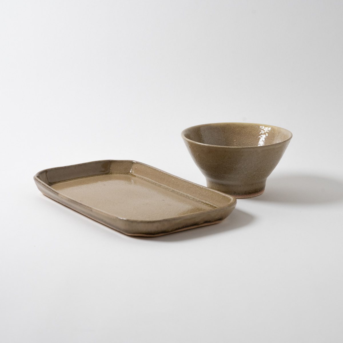 【信楽焼】ここち - KOKOCHI - 高台茶碗＆8角長方皿セット