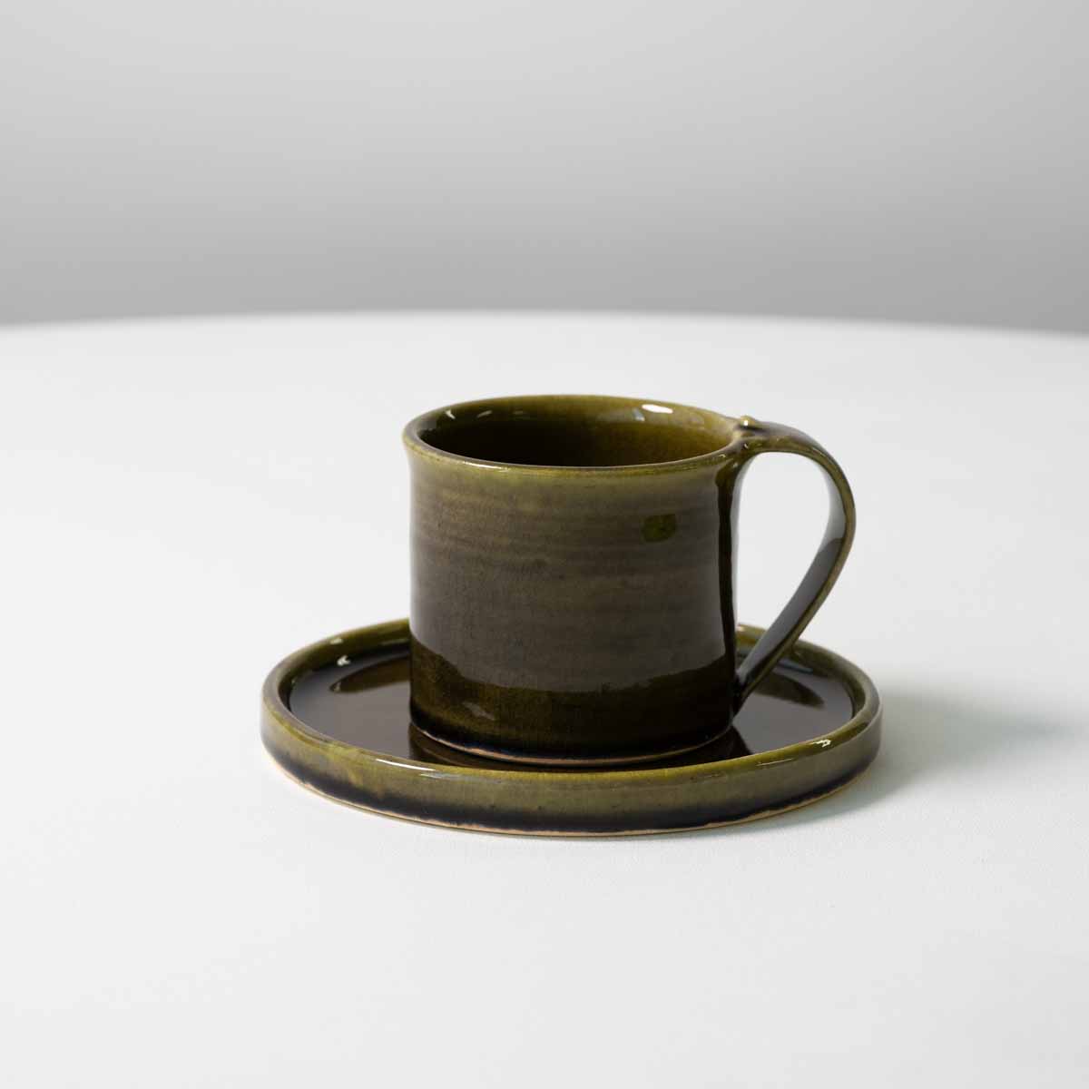 【信楽焼】utsuroi - うつろい - マグ＆切立皿セット Olive（オリーブ）
