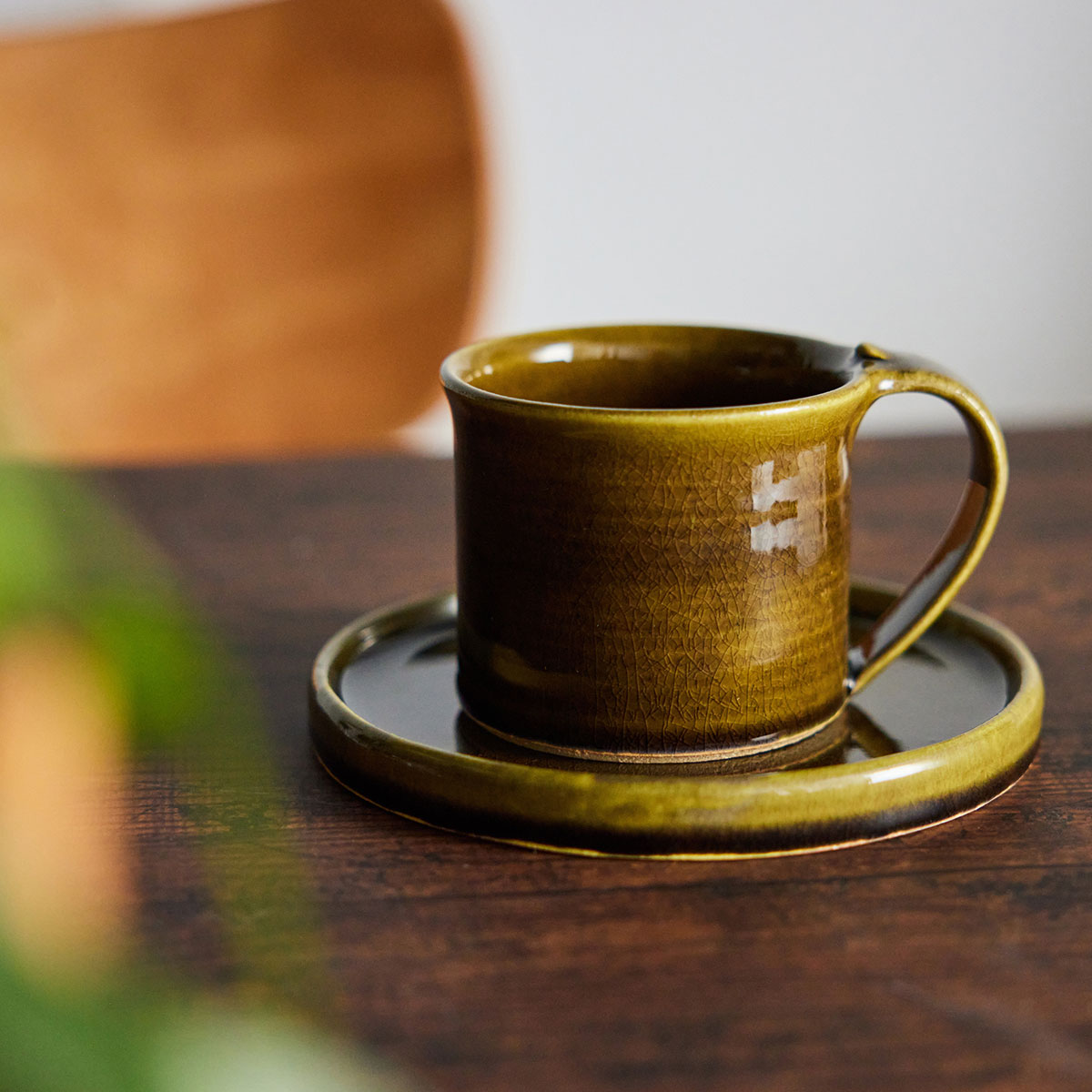 【信楽焼】utsuroi - うつろい - マグ＆切立皿セット Olive（オリーブ）