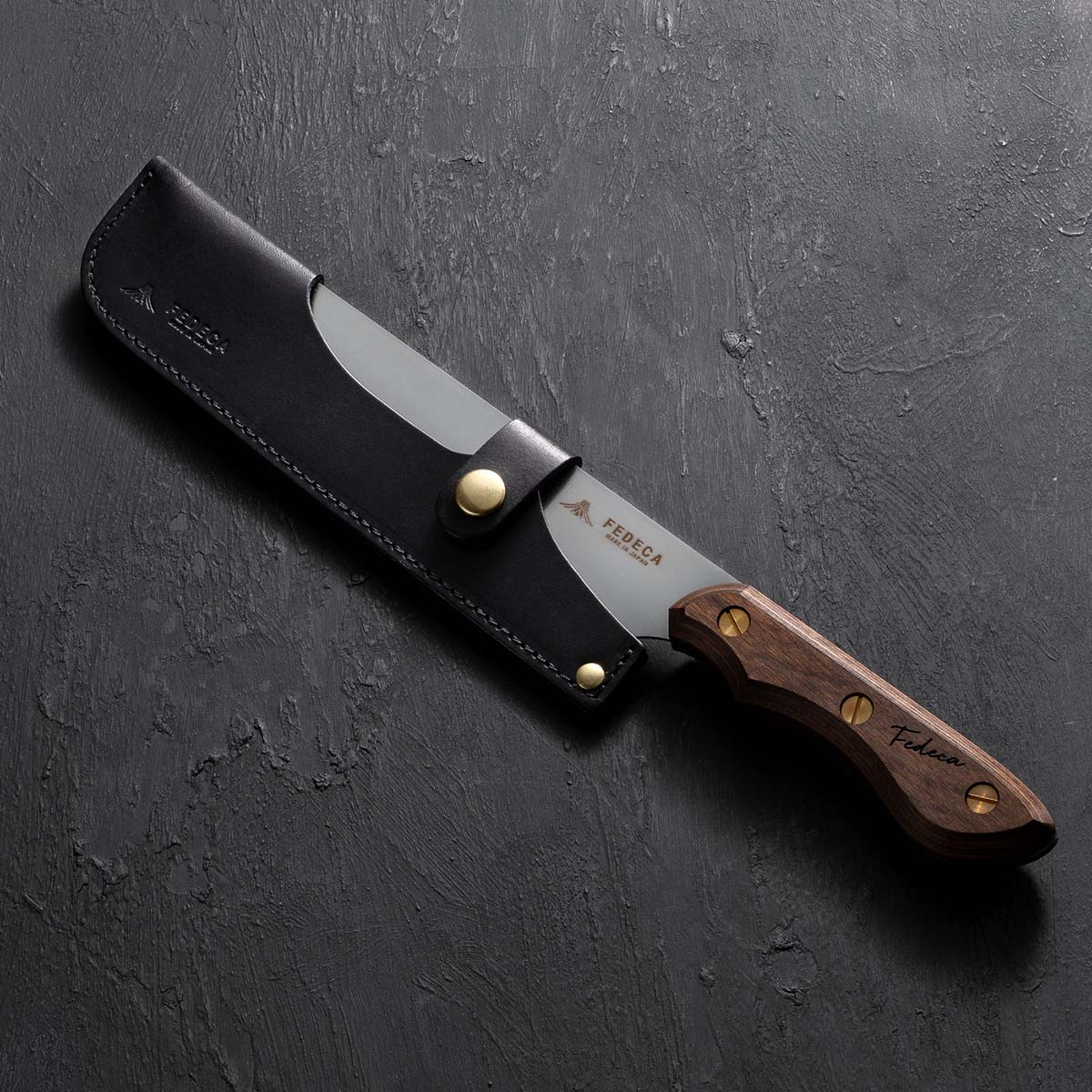 【FEDECA】三徳包丁 大 名栗ブラック 17cm