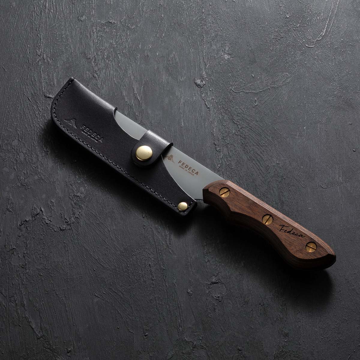 【FEDECA】三徳包丁 小 プレーンブラウン 12.3cm