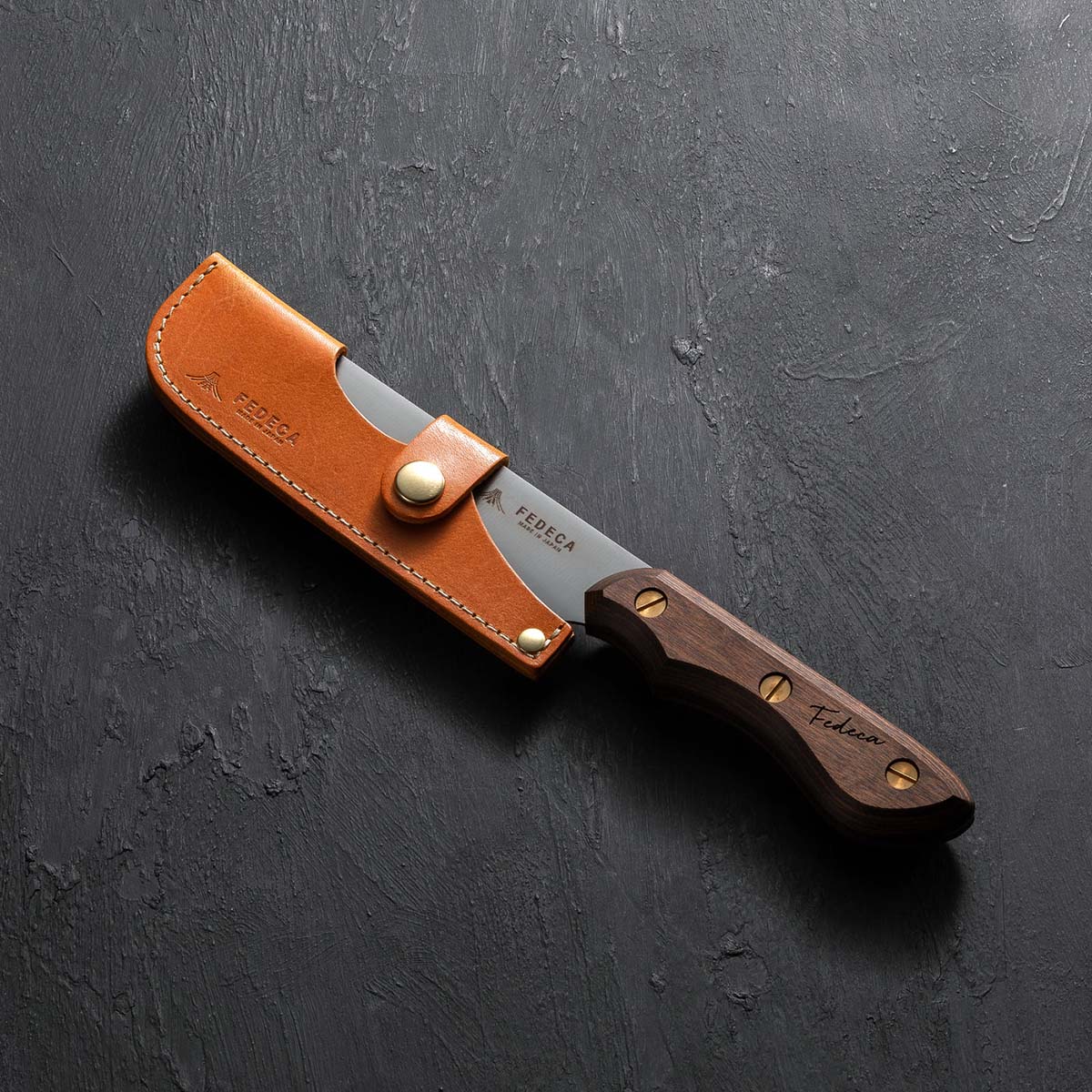 【FEDECA】三徳包丁 小 プレーンブラウン 12.3cm