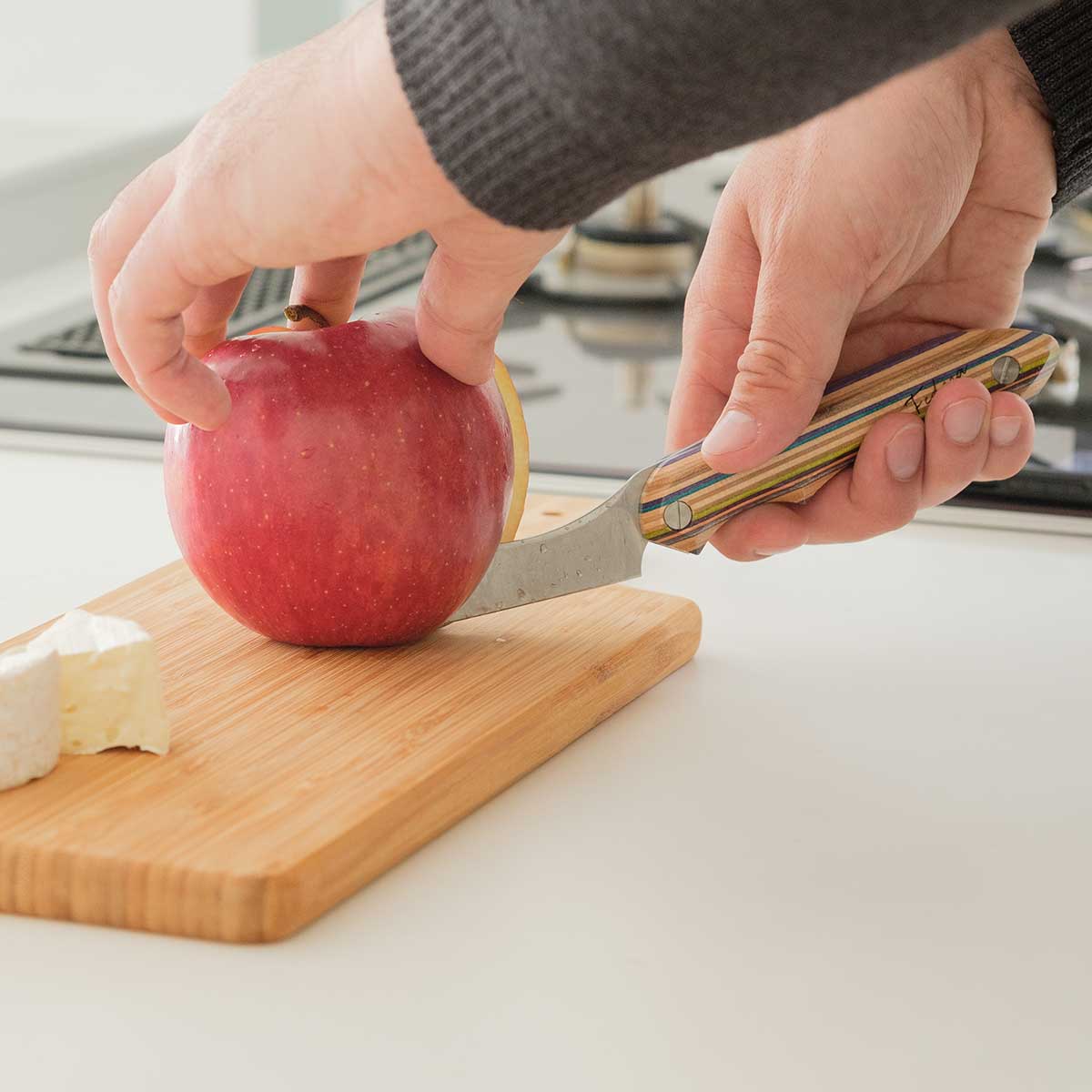 【FEDECA】折り畳み式料理ナイフ 天然木 プレーン黒檀 9.3cm