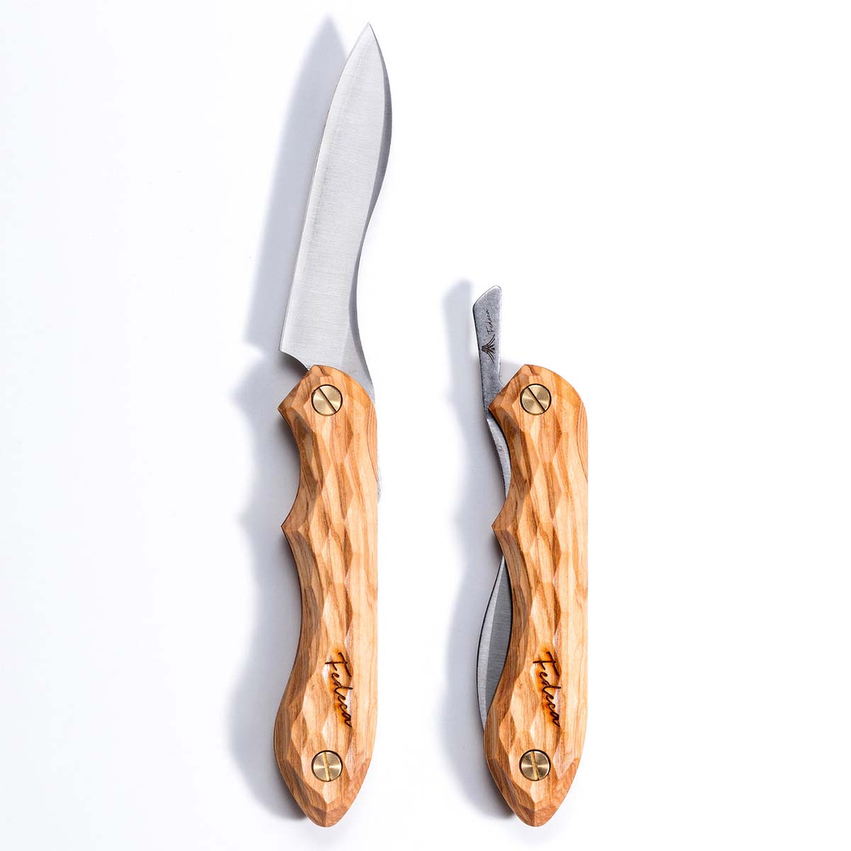 【FEDECA】折り畳み式料理ナイフ 天然木 プレーン黒檀 9.3cm