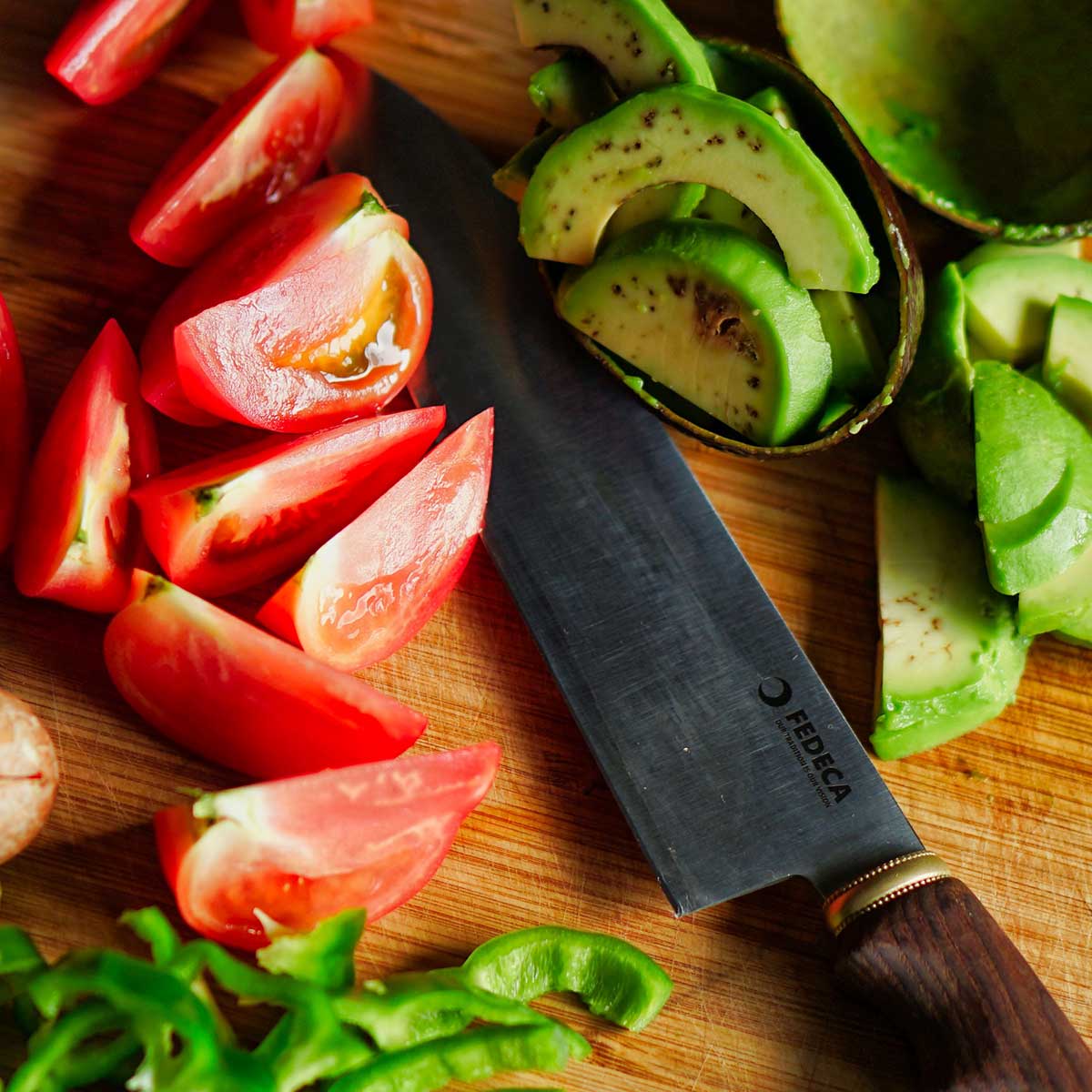 【FEDECA】折り畳み式料理ナイフ 天然木 プレーン黒檀 9.3cm