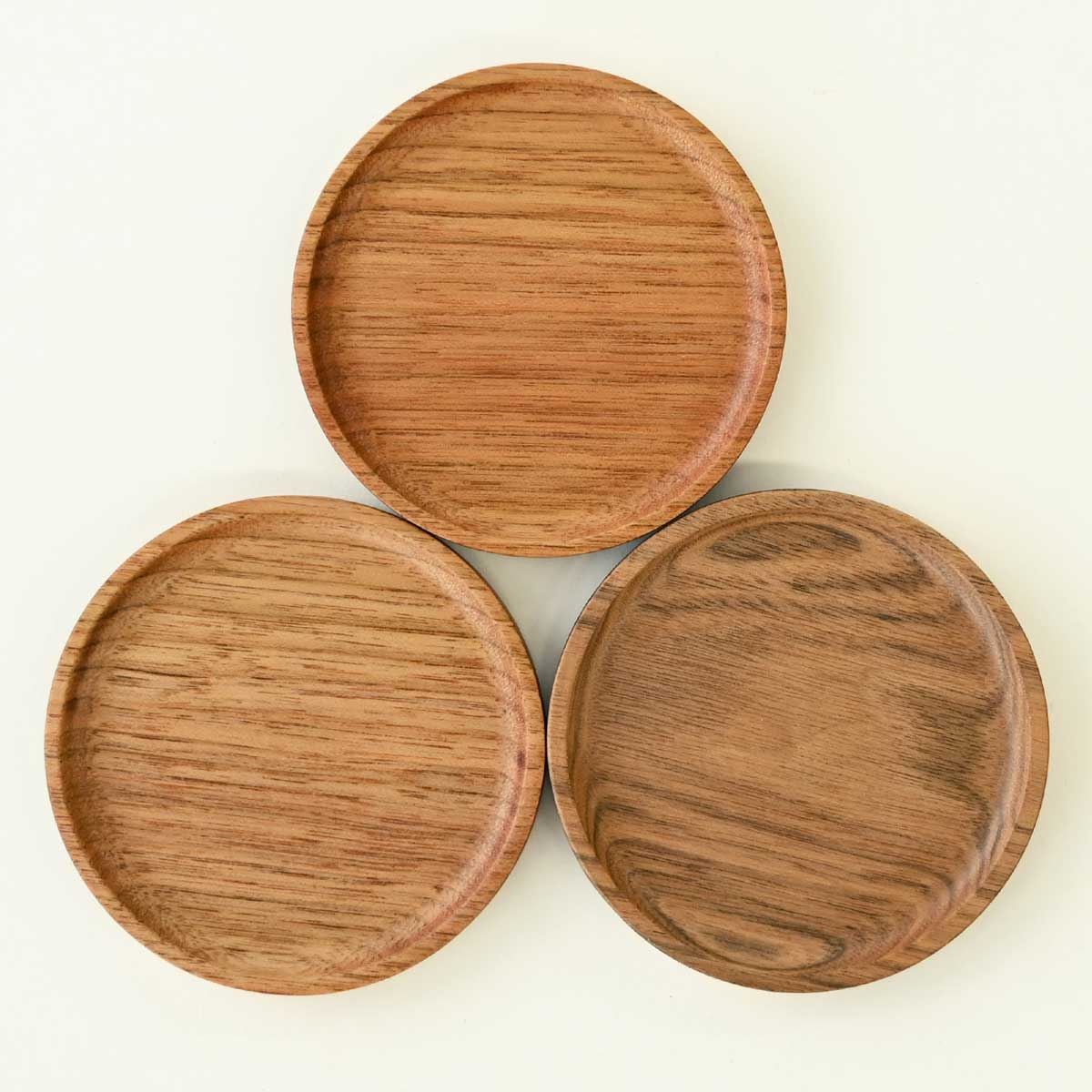 【佐藤木材容器】まるコースター 天然木 3種 Φ9.5cm