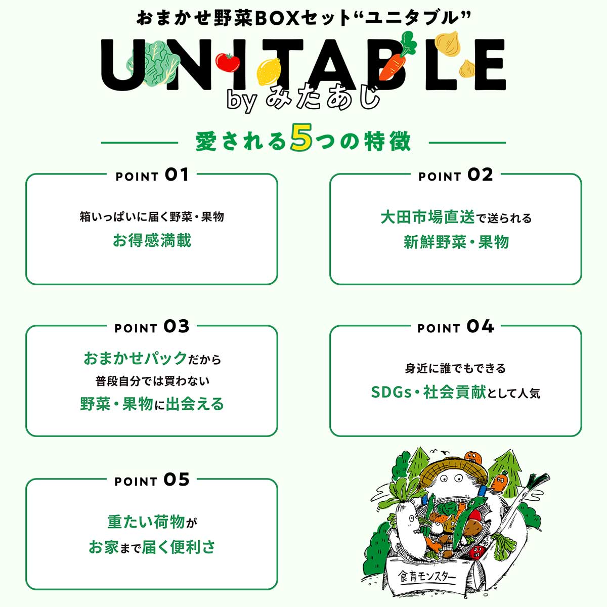 フルーツがうれしい！ 個性派野菜＆果物のお得なセット UNITABLE by