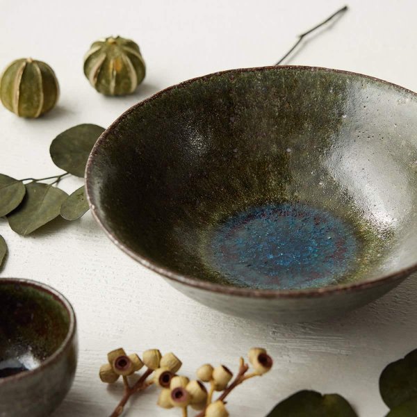 凍てつく大地の結晶 霜柱（しもばしら）そり鉢 φ22cm｜信楽四季彩陶 －大寒