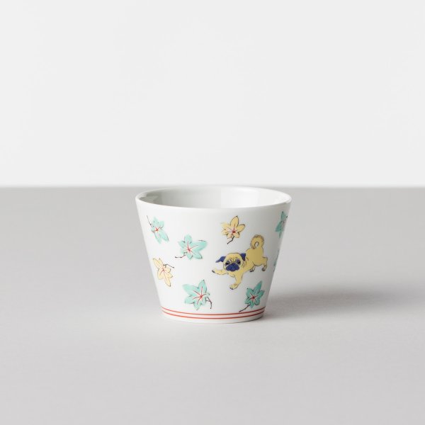 色絵角皿+猪口　5客 波佐見焼】 BARBAR 蕎麦猪口大事典 色絵 そばちょこ パグ〈2025年売上