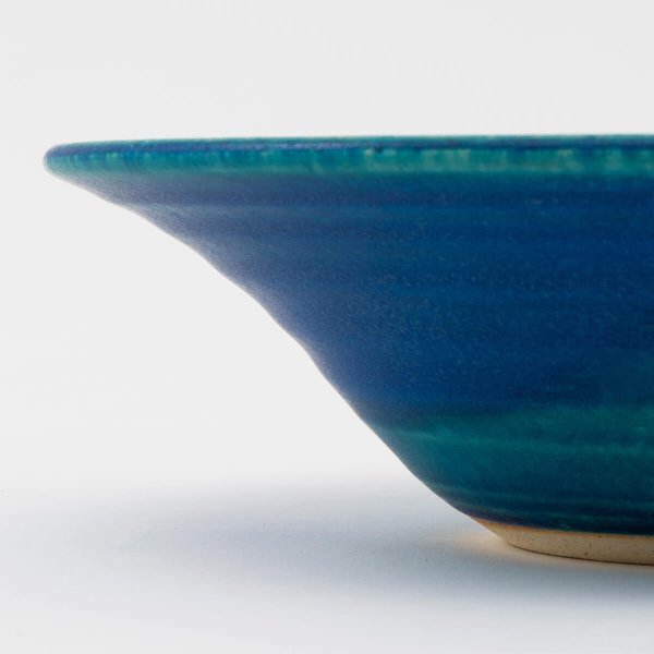 料理を引き立てる琵琶湖ブルーのリムボウル 24cm｜THE HARVEST - BLUE