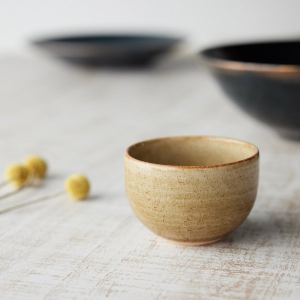 夜明け前の静かな水面 朝凪 （あさなぎ）小鉢 φ8cm｜信楽四季彩陶 －夏至