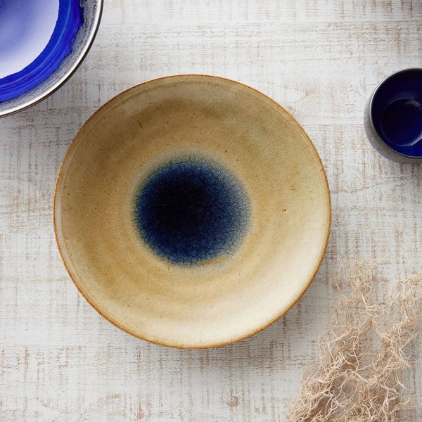 夜明け前の静かな水面 朝凪 （あさなぎ）プレート φ25.5cm｜信楽四季彩陶 －夏至