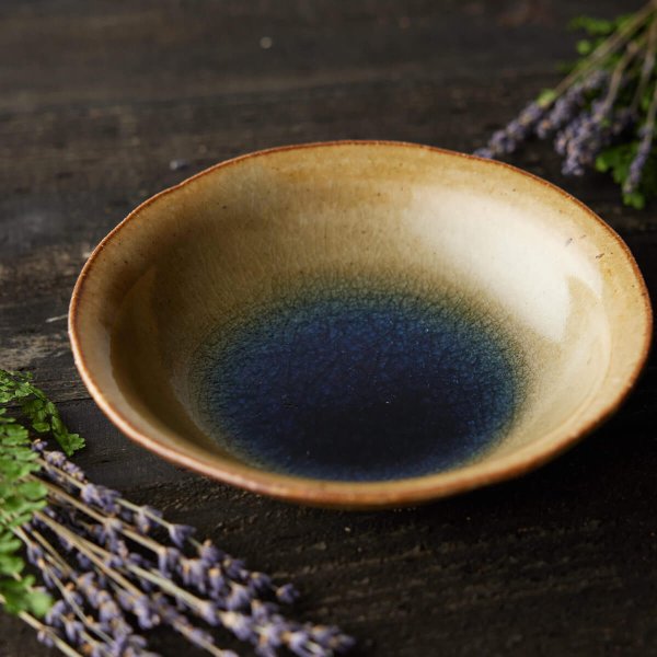 夜明け前の静かな水面 朝凪 （あさなぎ）中深皿 φ20cm｜信楽四季彩陶 －小暑