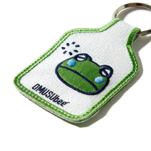 伝統と遊び心 刺繍キーホルダー - ほろ酔い気分なカエルくん